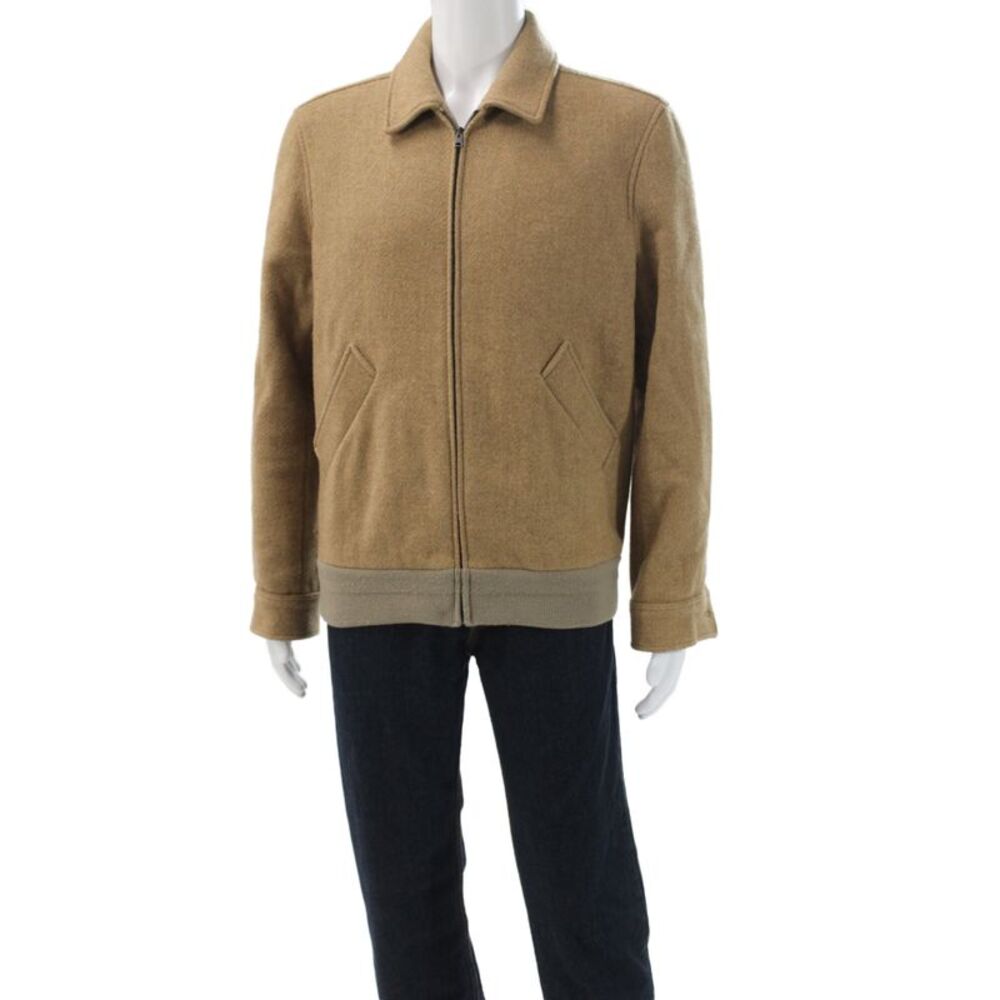 A.P.C. Mens Bomber Jacket Beige Wool Zip Size XL